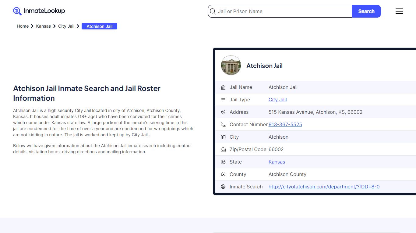 Atchison Jail Inmate Search - Atchison Kansas - Inmate Lookup